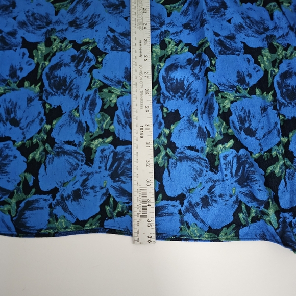 Primark Floral Swing Dress Plus Size 16 Blue Black Babydoll Over Print - Picture 9 of 11